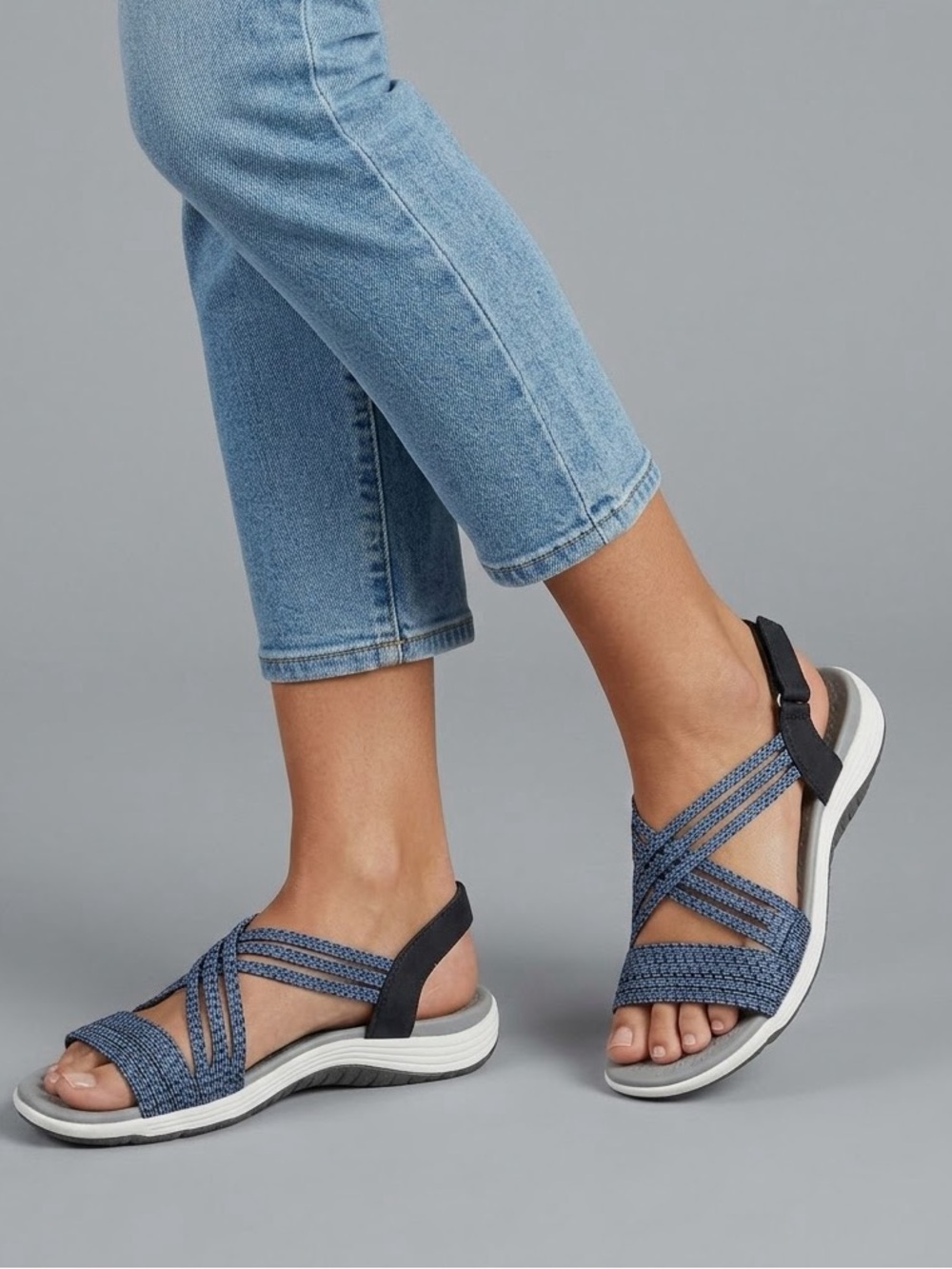 Skechers Navy Blueu Reggae Cup Oh-Snap Woven Strap Women's Sandals